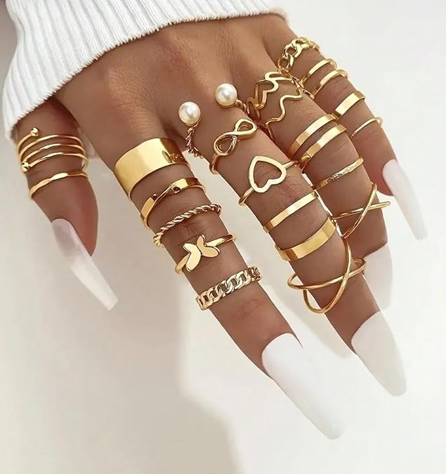 YouBella Fashion Jewellery Celebrity Inspired Combo of Latest Stylish Stackable Kunckle Rings Set and Girls
