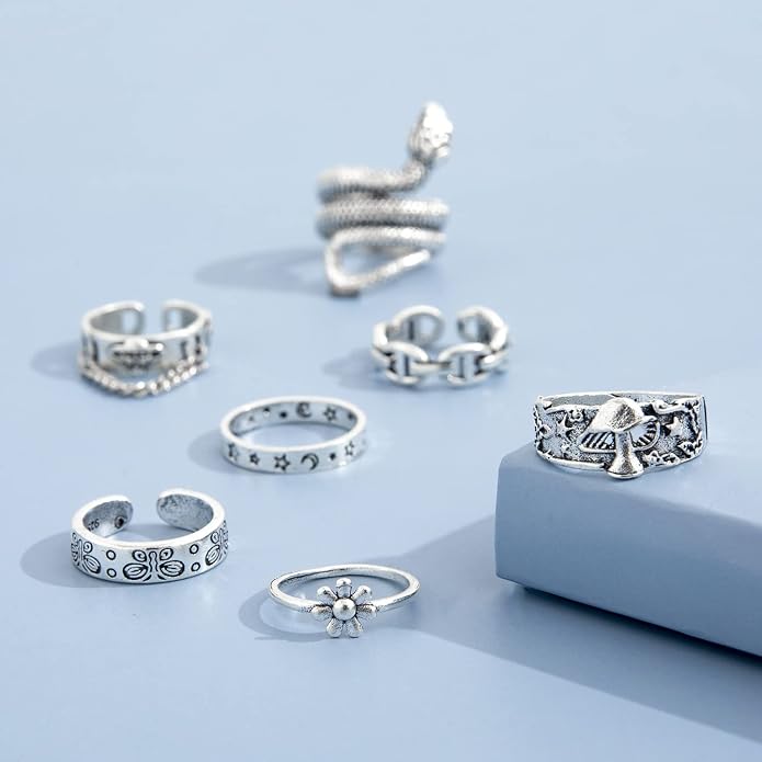 Shining Diva Fashion Latest Stylish Metal Boho Midi Finger Rings and Girls - Silver