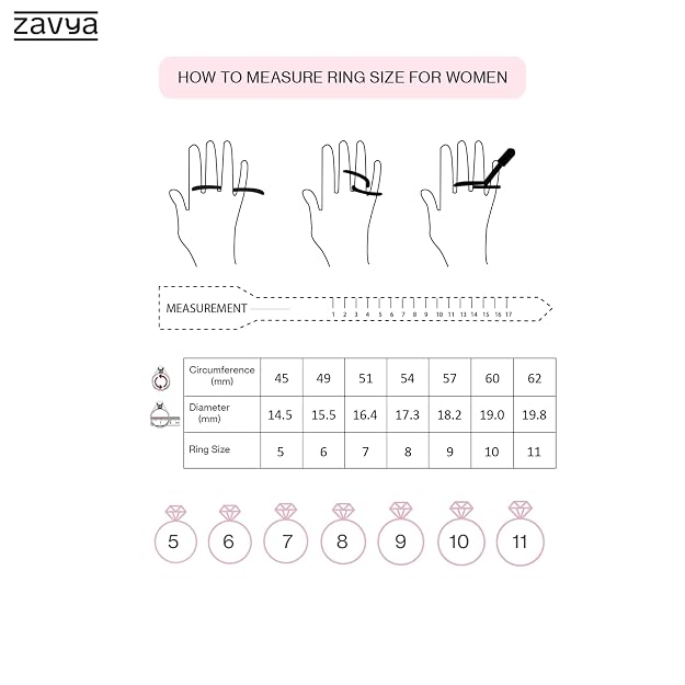 ZAVYA 925 Pure Silver Finger Ring Rhodium Plated Minimal Ring Jewelry For | Gifts & Girls | With Certificate of Authenticity and 925 Hallmark