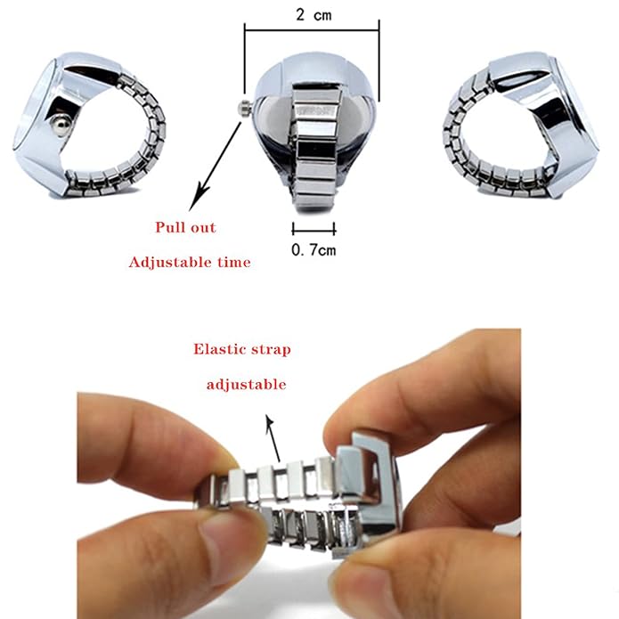 Fashion Frill Watch Design Rings For Stylish Silver Stretchable Ring For Girls Gift for Sister Silver Ring 3 Months Warranty