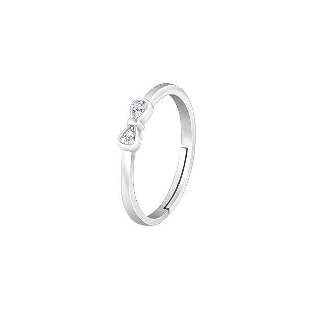 GIVA 925 Silver Zircon Bow Beauty Ring, Adjustable | Gifts  and Girls | With Certificate of Authenticity and 925 Stamp | 6 Months Warranty*