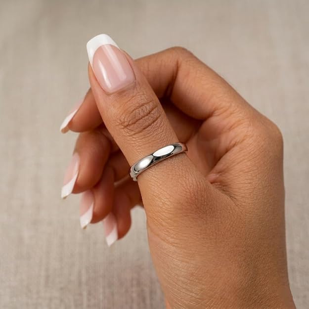 Stainless-Steel Plain Classic Round Band Ring for Daily Wear Minimalist Finger Ring for Unisex Men &