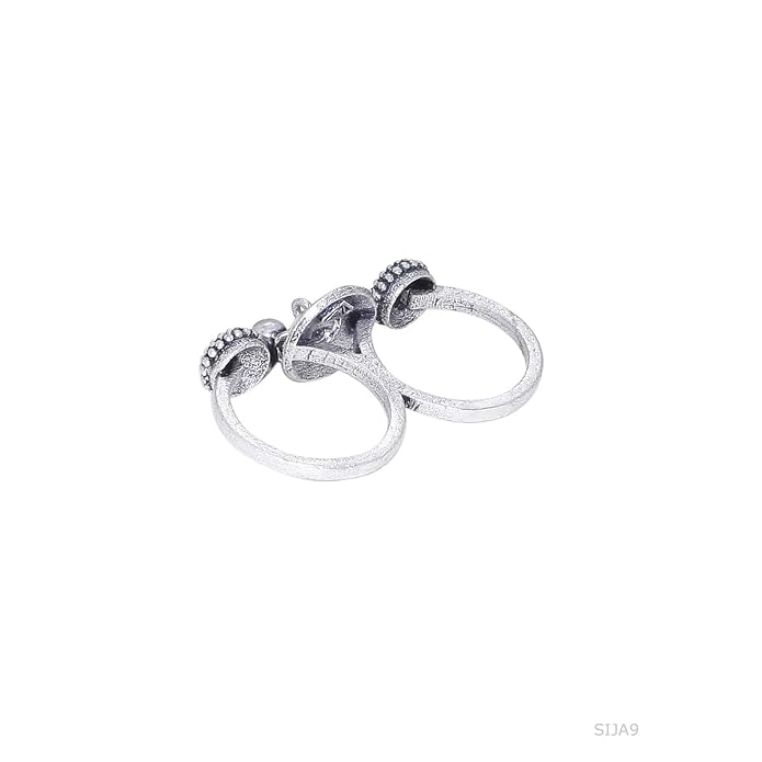 VOYLLA Oxidised Adjustable Statement Ring Textured Ethnic Design Lightweight Comfortable Finger Jewellery Anti Tarnish Styling s Day Gift For Wife Sister Girlfriend