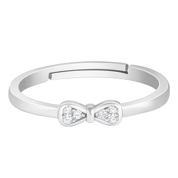 GIVA 925 Silver Zircon Bow Beauty Ring, Adjustable | Gifts  and Girls | With Certificate of Authenticity and 925 Stamp | 6 Months Warranty*