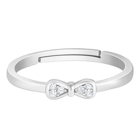 GIVA 925 Silver Zircon Bow Beauty Ring, Adjustable | Gifts  and Girls | With Certificate of Authenticity and 925 Stamp | 6 Months Warranty*