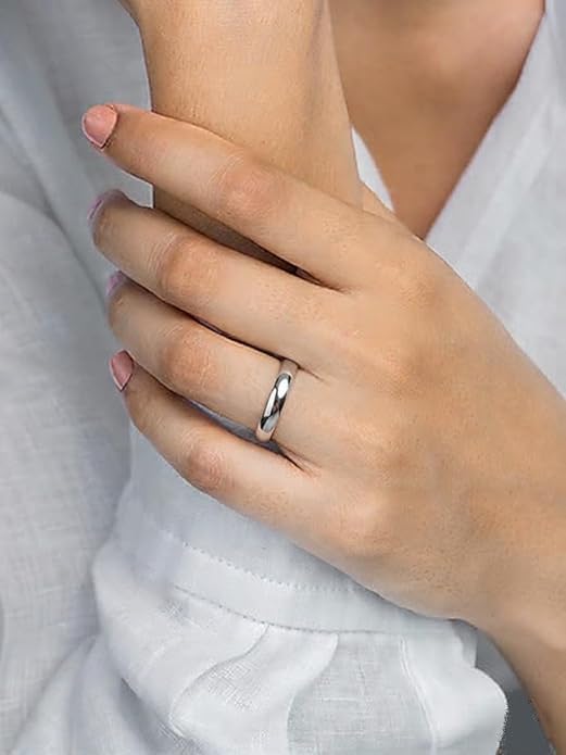 Stainless-Steel Plain Classic Round Band Ring for Daily Wear Minimalist Finger Ring for Unisex Men &