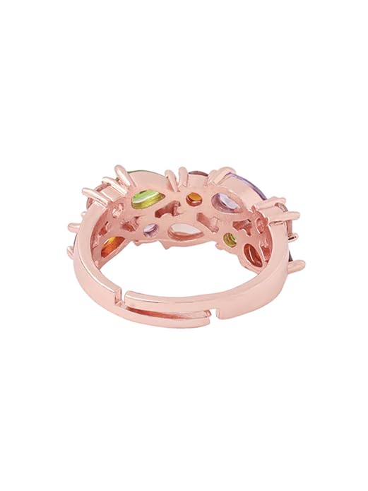 Sparkling Colors Flowerets Vine Swiss Cubic Zirconia 18K Rose Gold Plated Sparkling Ring  by YELLOW CHIMES … …