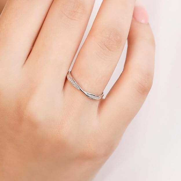 ZAVYA 925 Pure Silver Finger Ring Rhodium Plated Minimal Ring Jewelry For  | Gifts  & Girls | With Certificate of Authenticity and 925 Hallmark