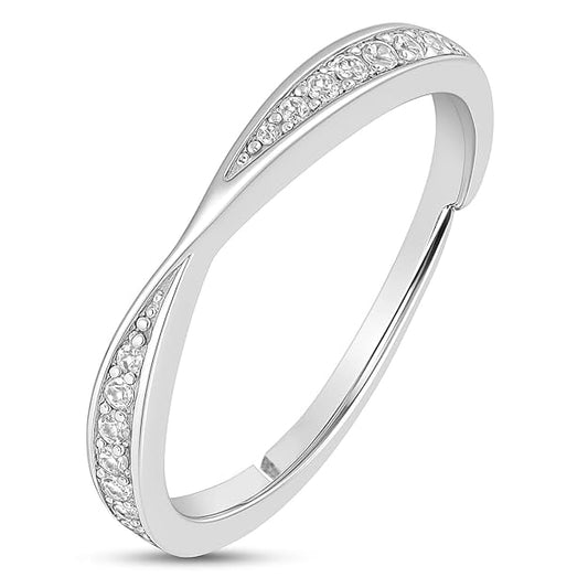 ZAVYA 925 Pure Silver Finger Ring Rhodium Plated Minimal Ring Jewelry For  | Gifts  & Girls | With Certificate of Authenticity and 925 Hallmark