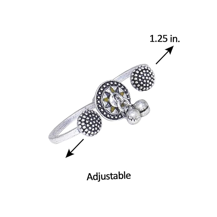 VOYLLA Oxidised Adjustable Statement Ring Textured Ethnic Design Lightweight Comfortable Finger Jewellery Anti Tarnish Styling s Day Gift For Wife Sister Girlfriend
