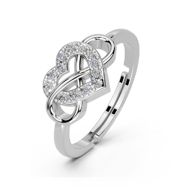 Miss Highness 925 Sterling Pure Silver Ring  and Girls, Heart Promise Ring, Adjustable Size, Minimal Jewellery with Authenticity Certificate, Birthday, Anniversary, Gift for Wife & Girlfriend