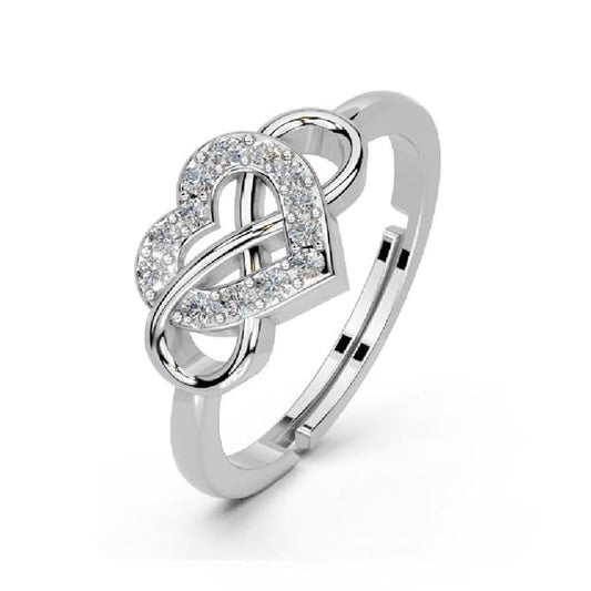 Miss Highness 925 Sterling Pure Silver Ring  and Girls, Heart Promise Ring, Adjustable Size, Minimal Jewellery with Authenticity Certificate, Birthday, Anniversary, Gift for Wife & Girlfriend