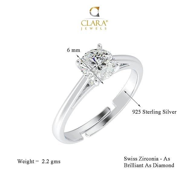 Clara Pure Real 925 Sterling Silver Adjustable Ring Band | Multiple Design Options | Gift  and Girls
