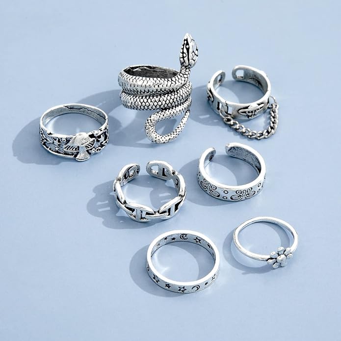 Shining Diva Fashion Latest Stylish Metal Boho Midi Finger Rings  and Girls - Silver