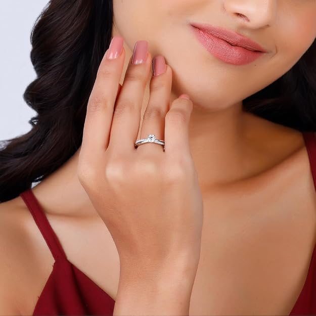 GIVA 925 Silver Layered Ring Rose Gold 18k Gold Plated Rings | Stacking Ring | Statement Ring | Gifts  & Girls