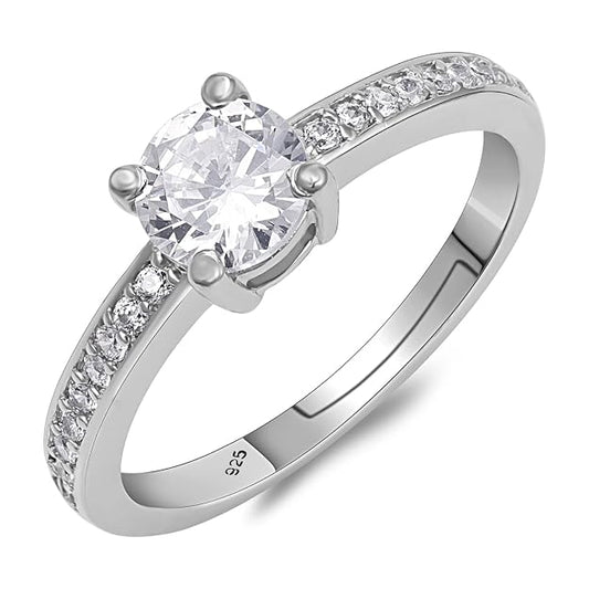 Pissara 925 Sterling Silver Cubic Zirconia Finger Ring For  And Girls|with Authenticity Certificate, 925 Stamp & 6 Months Warranty