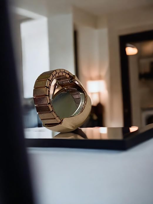 Fashion Frill Ring Watch For  Strachable Stainless Steel Gold Plated Roman Stylish Gold Ring For  Girls Love Gifts