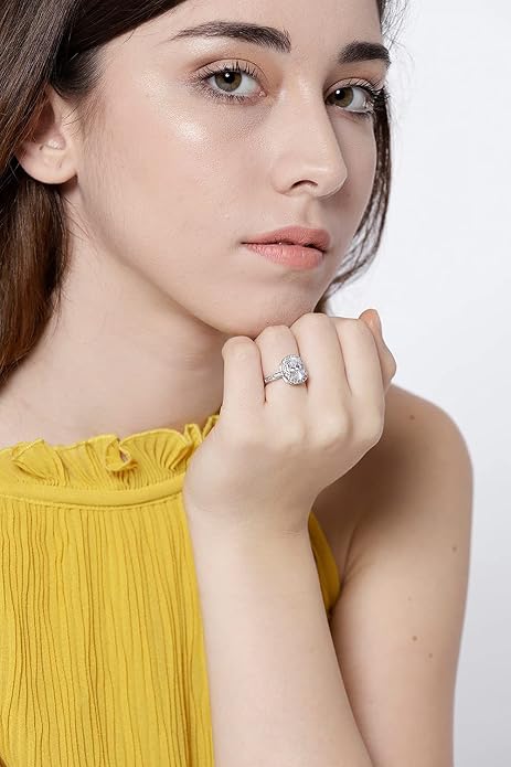 YouBella Jewellery Stylish Silver Plated Solitaire Crystal Ring  and Girls