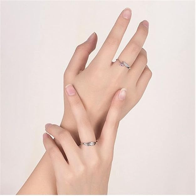 Fashion Frill Delicate Rings For  Crystal Silver Plated Heart Design Adjustable Silver Ring Finger Couple Ring For  Girls Men Boys Rings Wife Girlfriend Valentine