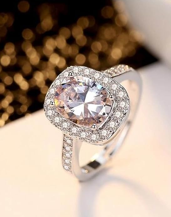 YouBella Jewellery Stylish Silver Plated Solitaire Crystal Ring  and Girls