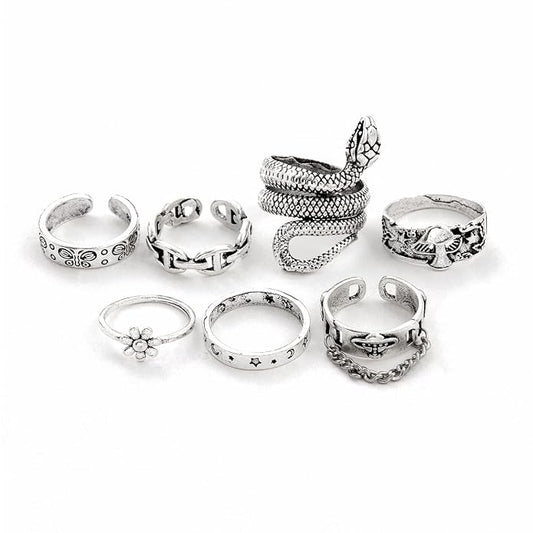 Shining Diva Fashion Latest Stylish Metal Boho Midi Finger Rings  and Girls - Silver