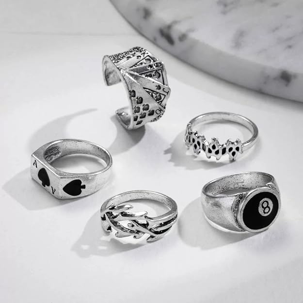 Shining Diva Fashion Latest Stylish Metal Boho Midi Finger Rings  and Girls - Set of 5 (rrsd14199r), Silver