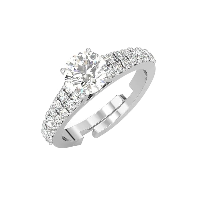 Clara Pure 925 Sterling Silver Solitaire Finger Ring with Adjustable Band | Gift  Girls Wife Girlfriend | Multiple Design Options