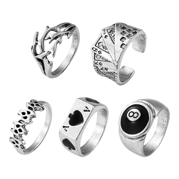 Shining Diva Fashion Latest Stylish Metal Boho Midi Finger Rings  and Girls - Set of 5 (rrsd14199r), Silver