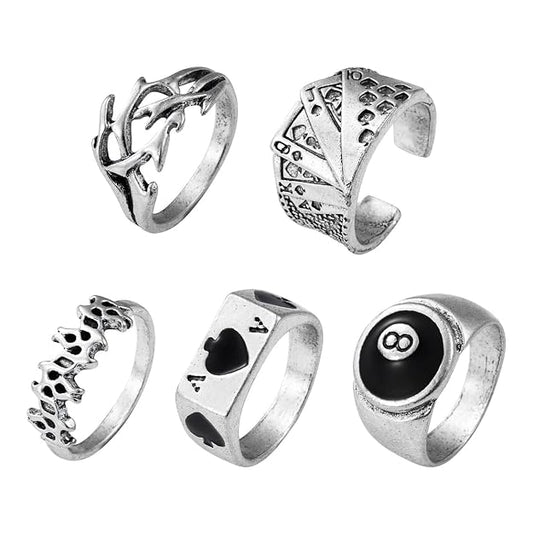 Shining Diva Fashion Latest Stylish Metal Boho Midi Finger Rings  and Girls - Set of 5 (rrsd14199r), Silver
