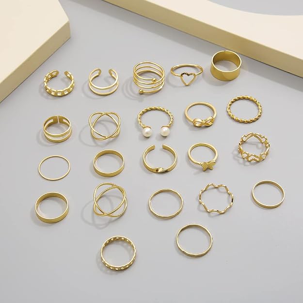 Shining Diva Fashion Combo Set Gold and Silver Plated Rings  and Girls Latest Stylish