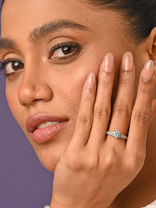 Clara Pure 925 Sterling Silver Solitaire Finger Ring with Adjustable Band | Gift  Girls Wife Girlfriend | Multiple Design Options