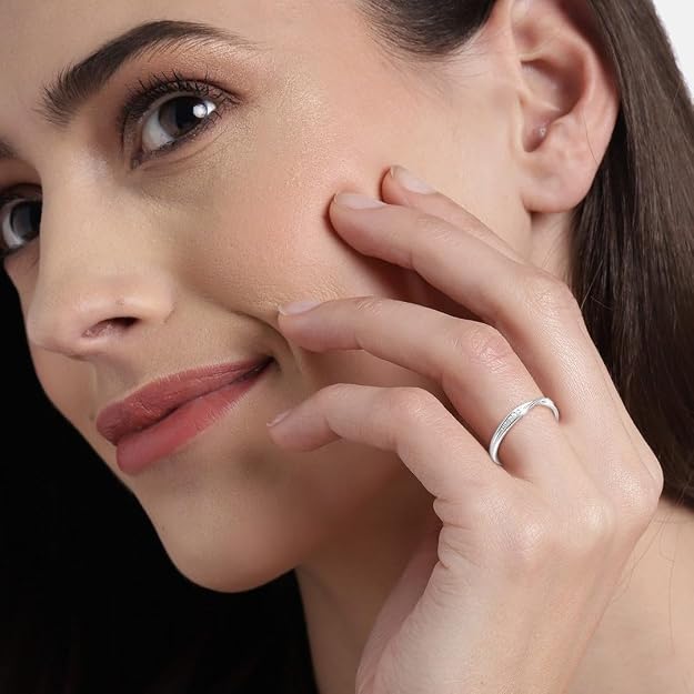 ZAVYA 925 Pure Silver Finger Ring Rhodium Plated Minimal Ring Jewelry For  | Gifts  & Girls | With Certificate of Authenticity and 925 Hallmark