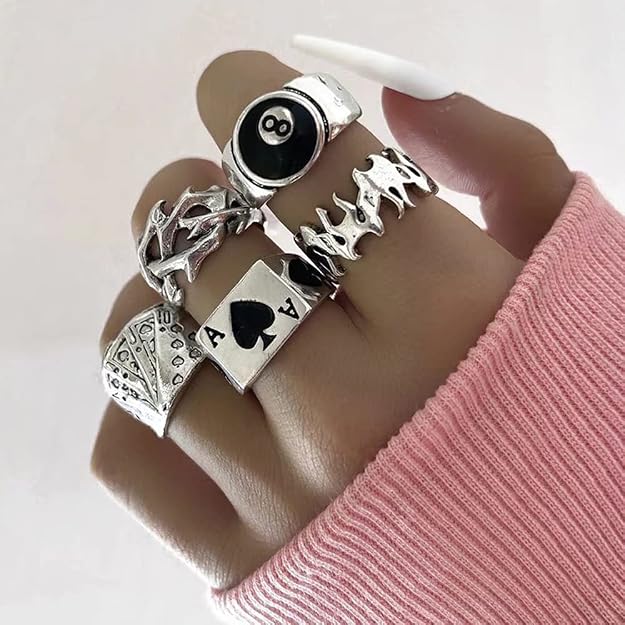 Shining Diva Fashion Latest Stylish Metal Boho Midi Finger Rings  and Girls - Set of 5 (rrsd14199r), Silver