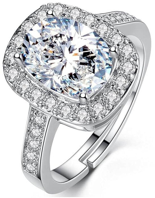 YouBella Jewellery Stylish Silver Plated Solitaire Crystal Ring  and Girls