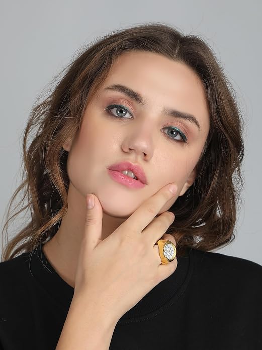 Fashion Frill Ring Watch  Stainless Steel Gold Plated Stylish Strachable Gold Ring  Girls Love Gifts