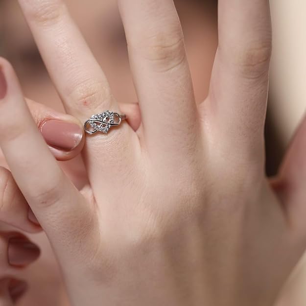 Miss Highness 925 Sterling Pure Silver Ring  and Girls, Heart Promise Ring, Adjustable Size, Minimal Jewellery with Authenticity Certificate, Birthday, Anniversary, Gift for Wife & Girlfriend