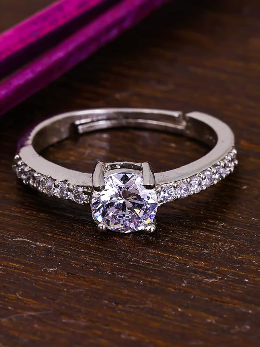 Pissara 925 Sterling Silver Cubic Zirconia Finger Ring For  And Girls|with Authenticity Certificate, 925 Stamp & 6 Months Warranty