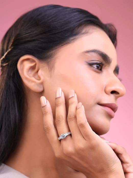 Yellow Chimes Rings  Crystal Silver toned White color Metal Rings  and Girls (Size US 6)