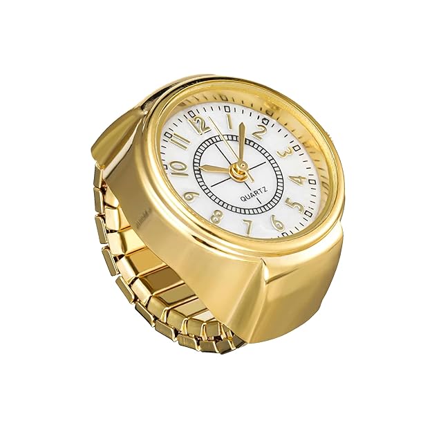 Fashion Frill Ring Watch  Stainless Steel Gold Plated Stylish Strachable Gold Ring  Girls Love Gifts