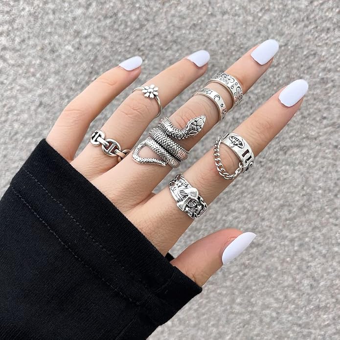 Shining Diva Fashion Latest Stylish Metal Boho Midi Finger Rings  and Girls - Silver