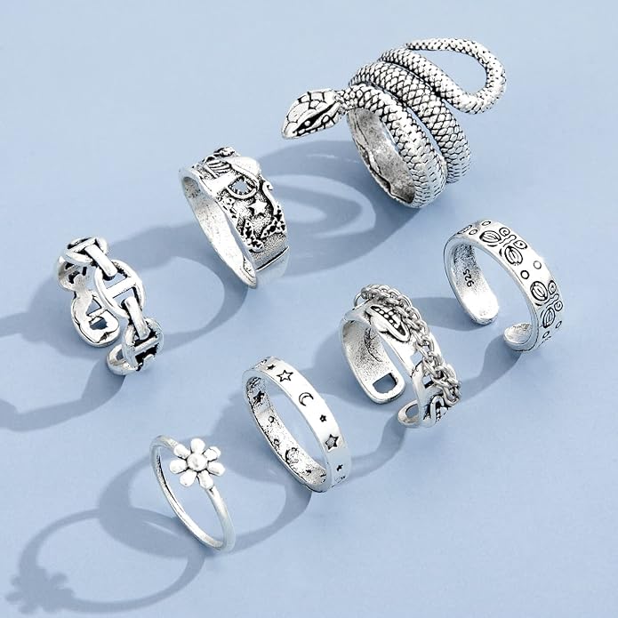 Shining Diva Fashion Latest Stylish Metal Boho Midi Finger Rings  and Girls - Silver