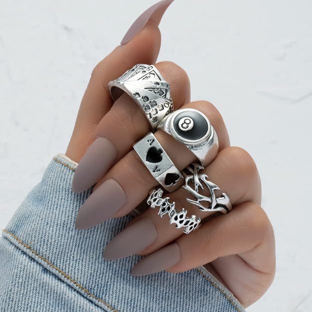 Shining Diva Fashion Latest Stylish Metal Boho Midi Finger Rings  and Girls - Set of 5 (rrsd14199r), Silver