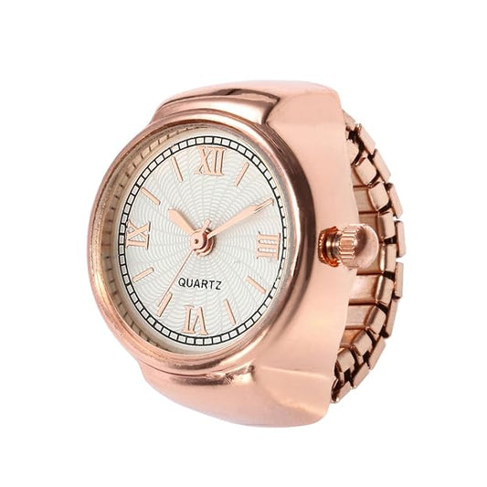 Fashion Frill Ring Watch For  Strachable Stainless Steel Gold Plated Roman Stylish Gold Ring For  Girls Love Gifts