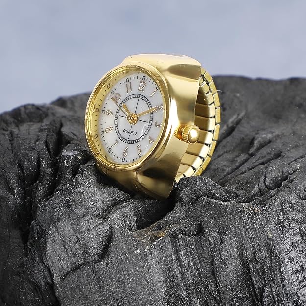 Fashion Frill Ring Watch  Stainless Steel Gold Plated Stylish Strachable Gold Ring  Girls Love Gifts