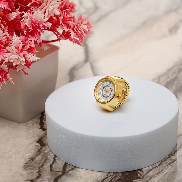 Fashion Frill Ring Watch  Stainless Steel Gold Plated Stylish Strachable Gold Ring  Girls Love Gifts